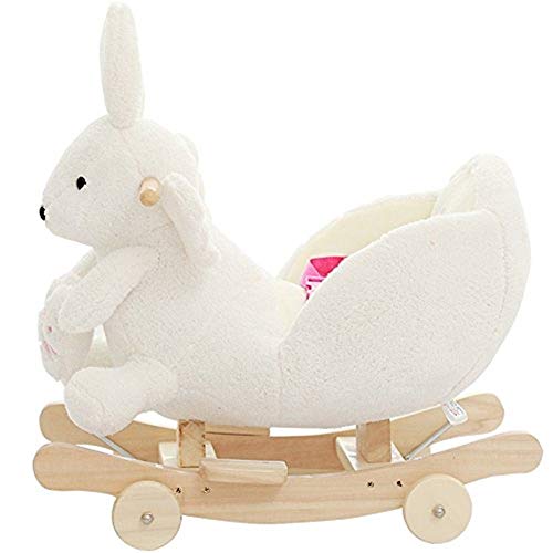 TGETBTTSR Schaukelpferd Kinderspielzeug Schaukelstuhl Schaukelpferd Musik Dual-Use-Massivholz Pferd Geschenk Spielzeug 1…