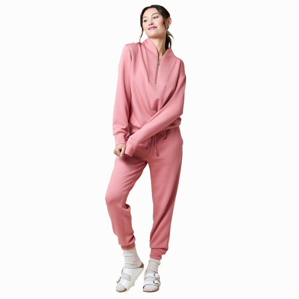 Softies Quarter Zip Jogger Lounge Set for Women Ultra Soft 2 Piece Loungewear with Zip Pullover Top and