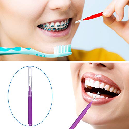 50 Pieces Braces Brush For Cleaner Interdental Brush Toothpick Dental Tooth Flossing Head Oral Dental Hygiene Flosser Toothpick Cleaners Tooth Cleaning Tool (Red, Purple, Yellow, Gray, White) #TOP5