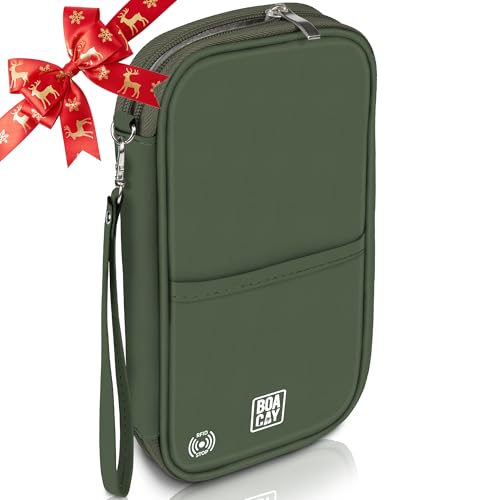 BOACAY Reisepass Tasche mit RFID, Reiseunterlagen Organizer für Damen & Herren, Familie Reiseorganizer, wasserdichte Hülle, Etui für Tickets, Geld, Karten