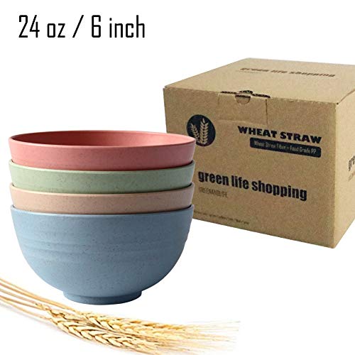 Greenandlife Lightweight & Unbreakable Wheat Straw Bowl - Noodle Fruit Soup Bowl Rice