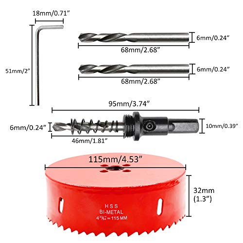 Image of Hordion Hole Saw Bi-Metal Saw Drilling Tool | with Twist Drill Bit & L Hex Wrench for Wood Plasterboard Plywood Plastic