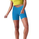 Lulucheri Women's V-Waist Biker Shorts with Pockets 5" Yoga Workout Athletic Running Gym Compression