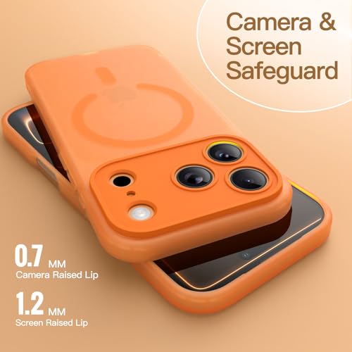 Image of JETech Magnetic Matte Case for iPhone 17 Pro Max, Orange | Compatible with MagSafe, Translucent Frosted Soft TPU Cover, Anti-Yellowing, Anti-Fingerprint, Shockproof