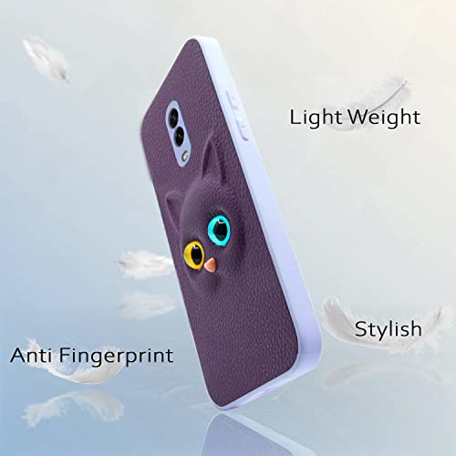 Image of Pikkme Oneplus 6T Back Cover for Girls | Cute Cat Leather Finish | Soft TPU | Case for Oneplus 6T (Purple)
