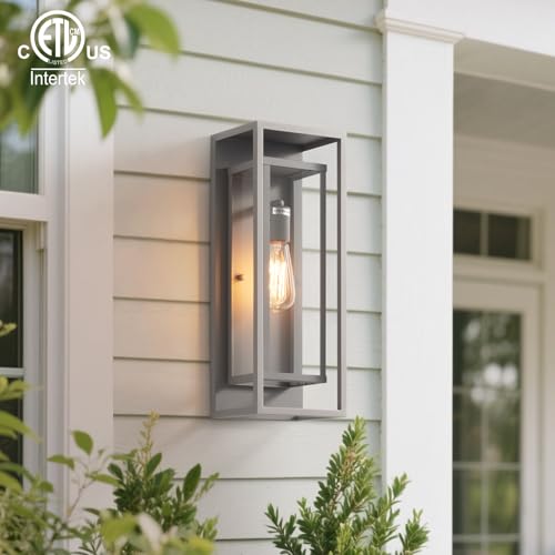 Image of mirrea 18 inch Modern Outdoor Porch Wall Light, Matte Gray, 2 Pack