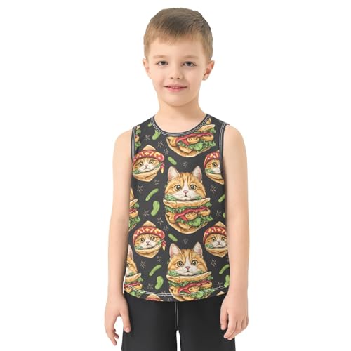 Boys Tank Top Shirts Taco Cats Lovely Animal Sleeveless T-Shirts Crew Neck for Kids Clothing Children2