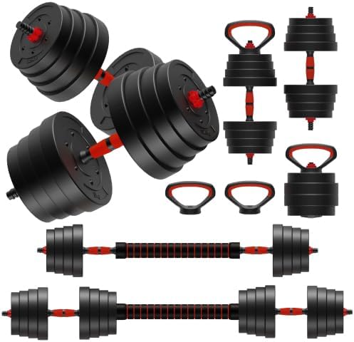 Adjustable Dumbbells, 25/45/75/90lbs Free Weight Set with Connector, 4 in1 Dumbbells Set Used as Barbell, Kettlebells, Push up Stand, Fitness Exercises for Home Gym Suitable Men/Women