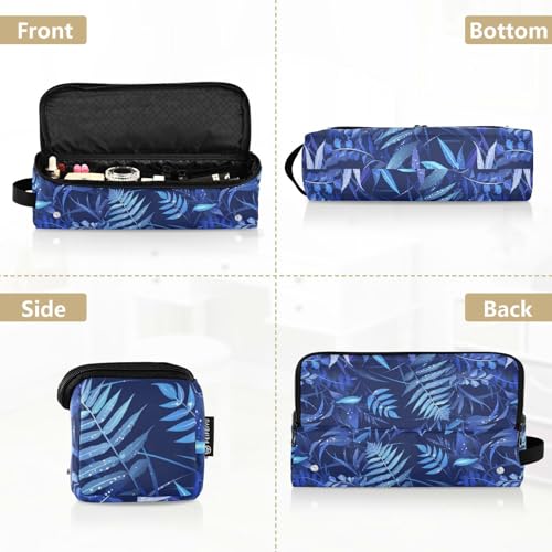 Bolsa de viaje para herramientas de cabello Dark Blue Leafs para mujeres con tapete resistente al calor removible para plancha y accesorios de cuidado del cabello miniatura 5