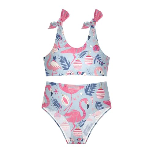 KLL Flamingo Christmas Pink Slate Girls Two Piece Bikini Sets Quick-Dry Swimming Bathing Suit Swimsuit3