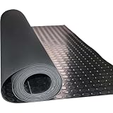 Pavimentazione in gomma per garage Tappetino for garage in gomma PVC con piastra rotonda in rilievo, 3 mm, nero, grigio chiaro, dimensioni multiple(3ft x 14ft/0.91m x 4.27m)