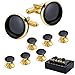 HAWSON Classy Man Tuxedo Shirt Studs Cufflinks Set for Wedding Business Gold
