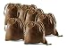 Pack of 6 Chalk Factory Lambskin Leather Drawstrings Pouch: Tan, 7cm X 9cm