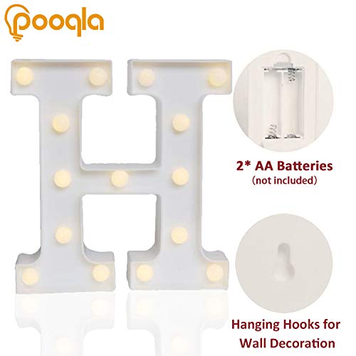 Pooqla Led Marquee Letter Lights Sign, Light Up Alphabet Letter For Home Party Wedding Decoration H #TOP1