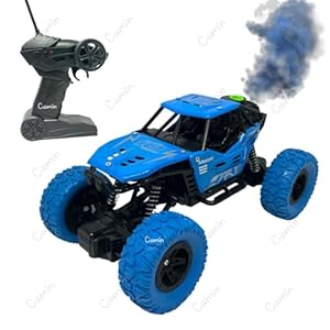 Camin Remote Control Monster Truck Rock Crawler, Smoke Effect, Climbing RC Toy Vehicle Car for Kids, Boys and Girls (Blue)
