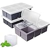 Square Ice Cube Mold Large Ice Cube Tray For Whiskey: Big Square Ice Cube Maker For Cocktail - 2 Pack Silicone Old Fashioned Ice Cube Trays - 2 Inch Huge Cubed Ice