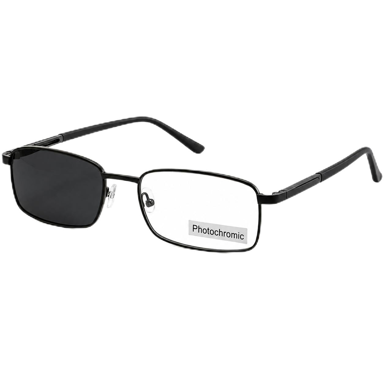 Spex point Photochromic Sunglasses, Rectangular Metal Frame, Black-image-0