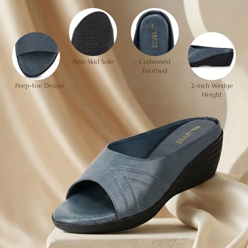 Image of TRASE Wedges for Women | Stylish Sandals for Woman | 2 Inch Wedge Heel Footwear | Ladies Office Wear
