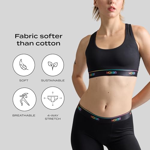 Image of Woxer Boss Bralette for Women - Wireless, Seamless Racerback - Modal Sports Bra, Lounge, Sleep Bralette, Wireless Bra