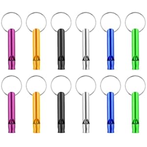 Mabor 12Pcs Aluminium Veiligheid Fluitje Sleutelhanger Emergency Fluit Survival voor Camping Wandelen Luid Fluitje Emergency voor Vrouwen Verdediging Outdoor Sport Varen Jacht Zelfverdediging Fluitje,