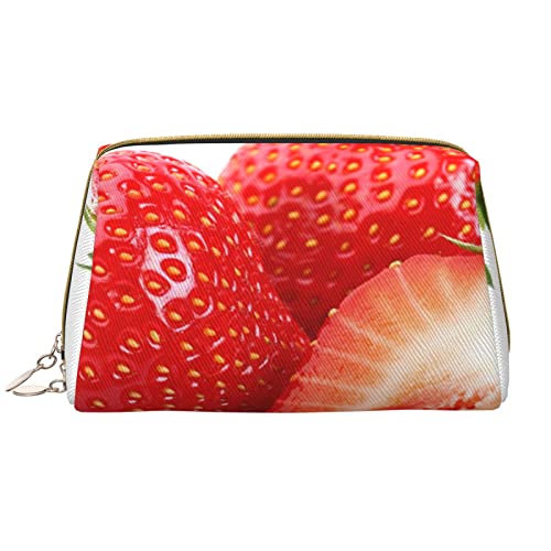 Trousse de maquillage en cuir fraise pour vos retouches maquillage en voyage