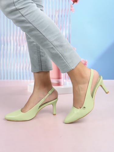 Image of ELLE Women Stylish and elegant Slingback Kitten Heel Mule Sandal