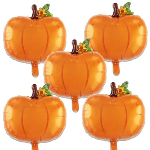 Pumpkin Balloons Thanksgiving Foil Balloons Fall Balloon for Thanksgiving Themed Party Decoration Supplies Fall Harvest Pumpkin Birthday Decoration Decor Ballons Arch Kits Party Balloon Set 5pcs