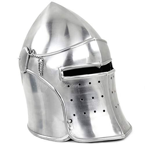 Nagina International Casque bascinet en acier Barbuta - Casque médiéval à collectionner - Casque de chevalier LARP et armure - Pour Halloween, fête costumée Cover
