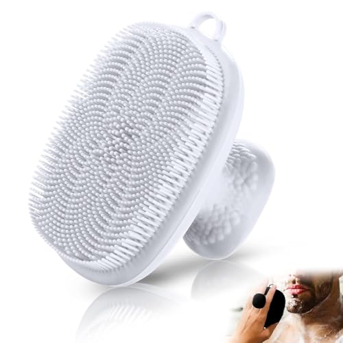 Image of VWMYQ Face Scrubber, Silicone Face Scrubber for Men, Gentle Exfoliator Pad & Massager, Facial Cleansing Brush - Removes Dead & Dry Skin (White, Square)