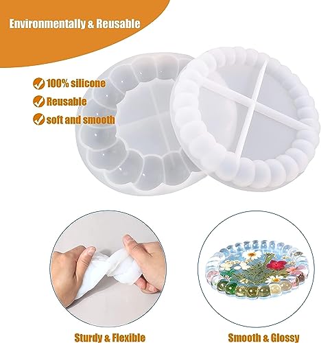 Image of RKPM HOMES Bubble Coaster Mould I Silicone Round Epoxy Resin Deep Casting Tray I Ashtray Mold for Homemade Ornament DIY Art Crafts Jewelry Storage Box Ring Trinket Container Table Decoration (2 Size)