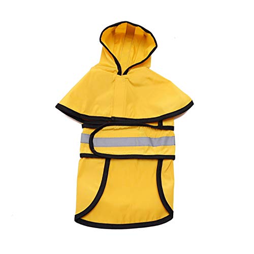 smalllee_lucky_store Regenjacke für Hunde wasserdicht Regenmantel mit Kaputze Hoodie, Loch für Leine reflektierendes leicht verstellbar für kleine mittel große Grosse