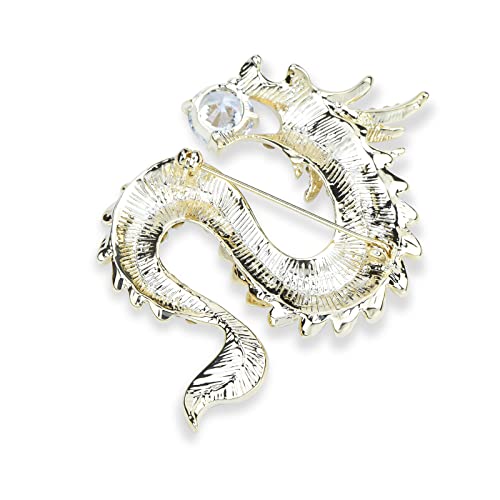 Image of Vintage Crystal Dragon Brooch Lapel Pin Decorative Safety pins for Clothing Rhinestone Animal Brooch Jewelry