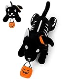 KOPHINYE Halloween Skeleton Black Cat Stuffed Animal, Halloween Plush Black Cat Plush Cute Skeleton Plush, Halloween Plush Toy for Kids, Halloween Plush Toy Gift for Girls and Boys