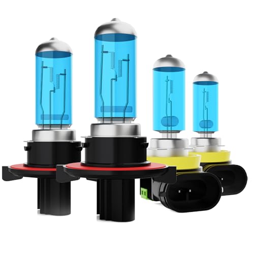 Image of Headlight Bulbs Fit For Ford Focus 2008-2011, 9008 H11 High Low Beam Fog Lights 300% Ultra Brighter Halogen Headlight Bulb Combo, 6500k White Light, Pack of 4
