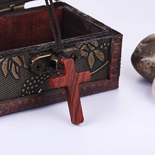 Natural Wooden Cross Pendant Necklaces for Women Men Sandalwood Handcrafted Gift Wood Hang from Car Rearview Mirror Pendant Vehicle Decoration2