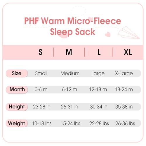 Image of PHF Warm Micro-Fleece Baby Sleep Sack 18-24 Months, Soft Baby Wearable Blanket, 2-Way Zipper Sleeping Bags, 2 Pack Comfy Sleeping Sack for Infant Newborn Girls, X-Large Size, Oat Milk & Pink