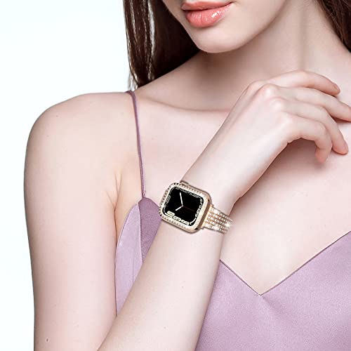 QVLANG Pulseira compatível com Apple Watch Série 7, 45 mm, 41 mm, pulseira da série Bling para mulhe