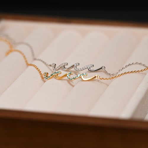 925 Sterling Silver Bracelet, Wave Bracelet for Mother, Bestie Gifts for Women, Best Friend Bracelet, Birthday Jewelry Gifts for Friends Mom Daughter Sister3