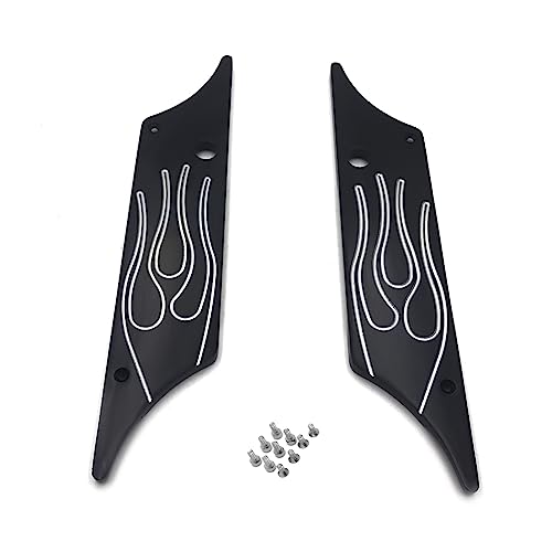 Cubierta para pestillo de alforjas HTTMT compatible con Harley-Davidson Touring 1993-2013, color negro con llama grabada, estilo F