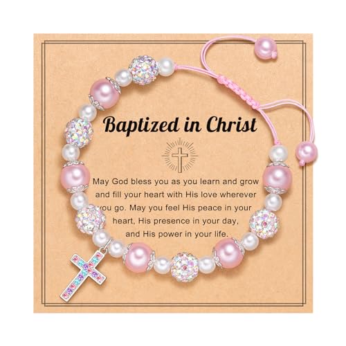 Baptism Gifts for Girls Cross Bracelets, Christening Gifts for Girls Daughter Granddaughter Niece
