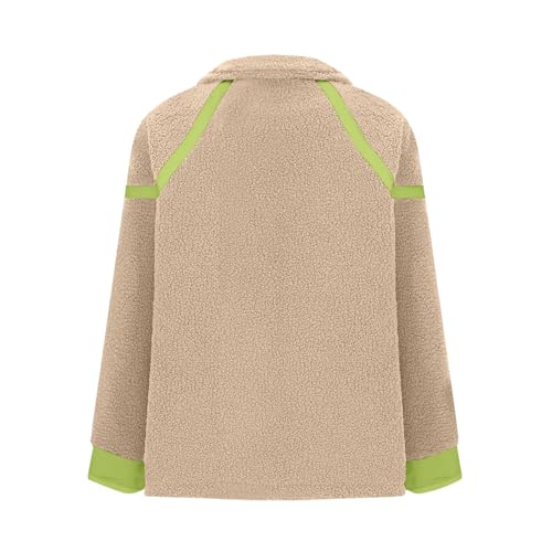 Womens Long Sleeve Jackets Coats for Women Fleece Lined Sherpa Color Block Crop Pleated Warm Fuzzy Fall Winter 20254