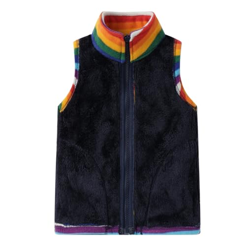 Image of LittleSpring Kids Fleece Vest with Fur Lined Zip Up Warm Thickening Winter Sleeveless Jacket