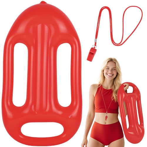 Alaoo Acessórios de Salva-Vidas, 2PCS Conjunto de Traje de Salva-Vidas com Prancha Flutuante Inflável, Apito Esportivo, Acessórios de Salva-Vida para Homens e Mulheres