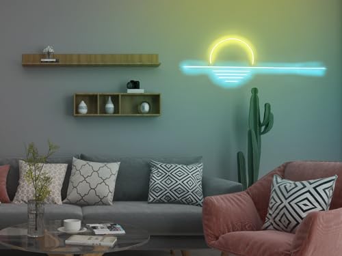 Image of LED Decorative Lights USB Mountains Sunrise Sunset Led Neon Signs Home Decoration Wall Art Holiday Gift Brightness Adjustable 16.5''x9.5''