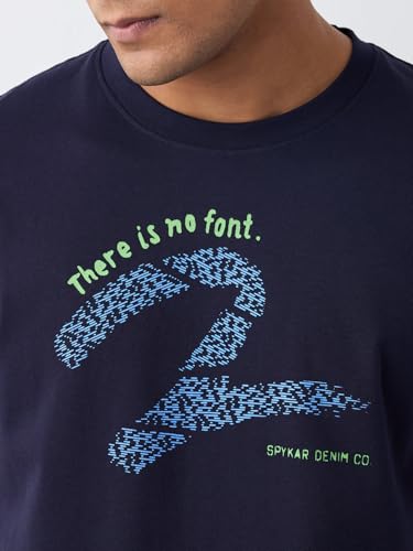 Image of Spykar Men's Oversized Round Neck Half Sleeve Solid Casual T-Shirt