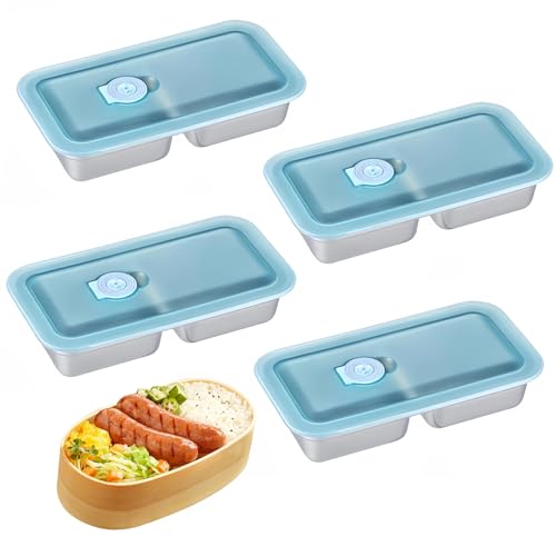 Contenedores de condimentos, tazas de condimentos de acero inoxidable, 20 x 10,5 x 4 cm, a prueba de fugas, almacenamiento de alimentos pequeño con sello seguro, tarros de salsa portátiles para viajes