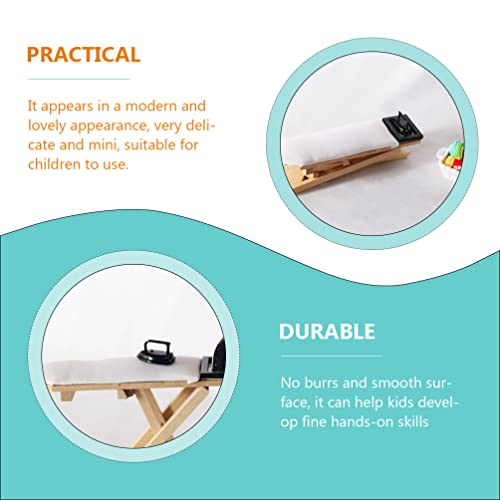 Nuobesty 1 Set Dollhouse Miniature Iron Ironing Table Playset Mini Ironing Board Steam Iron Model Toy Laundry Room Furniture For Diy Fairy Garden Micro Landscape #TOP2