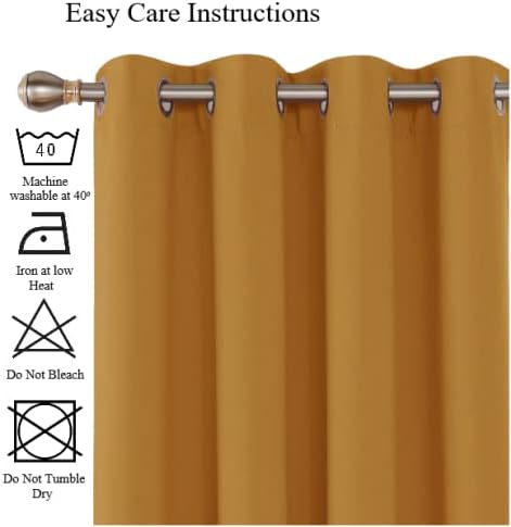 Thermal Insulated Blackout Ring Top Eyelet Curtains for Bedroom Windows 2 Panels (46”(116cm) wide x 54”(137cm) long, Ochre) - Image 5