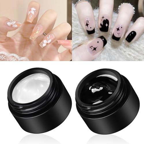 Kit de esmalte gel negro y blanco 2x8g para uñas miniatura 7