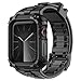 Fullmosa Compatible with Apple Watch Straps 45mm with Bumper Case, Rugged iWatch Replacement Bands for Apple Watch Series 9/8/7, 44mm/45mm, Black